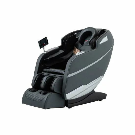 Fotoliu masaj gravitație zero gri, încălzire, bluetooth, role picioare, airbag corp complet, LED touch picture - 3