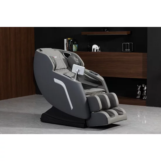 Fotoliu masaj gri cu încălzire, bluetooth role 3D, airbag corp complet, LED touch, Șină SL-TRACK picture - 2