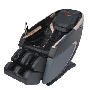 Fotoliu masaj VD-A073 Negru cu functie vocala, încălzire, bluetooth, 6 brate mecanice cu role 3D, airbag corp complet, LED touch, Șină SL lungă
