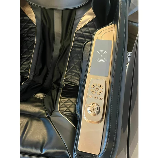 Fotoliu masaj VD-A073 Negru cu functie vocala, încălzire, bluetooth, 6 brate mecanice cu role 3D, airbag corp complet, LED touch, Șină SL lungă picture - 14