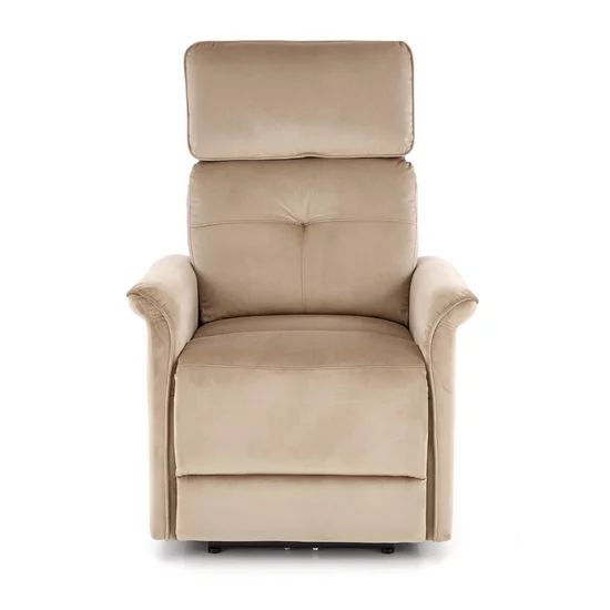 Fotoliu Semir cu funcție recliner electrică, tapițerie catifea premium, cadru rezistent, 80x90x108 cm, bej picture - 3