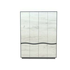 GENEVA Dulap 4D 156x206x50 cm  Gri Grafit si Stejar Craft Alb