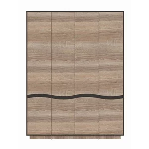Dulap Geneva 4D, design modern cu uși glisante și spațiu generos de depozitare, PAL melaminat, 156x206x50 cm, Sonoma Trufa și Wenge