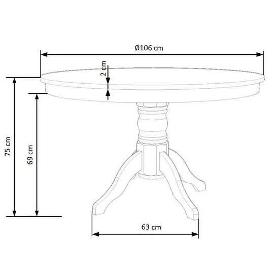 Masă rotundă Gloster, blat MDF lucios și picioare din lemn masiv, 106x75 cm, alb picture - 4