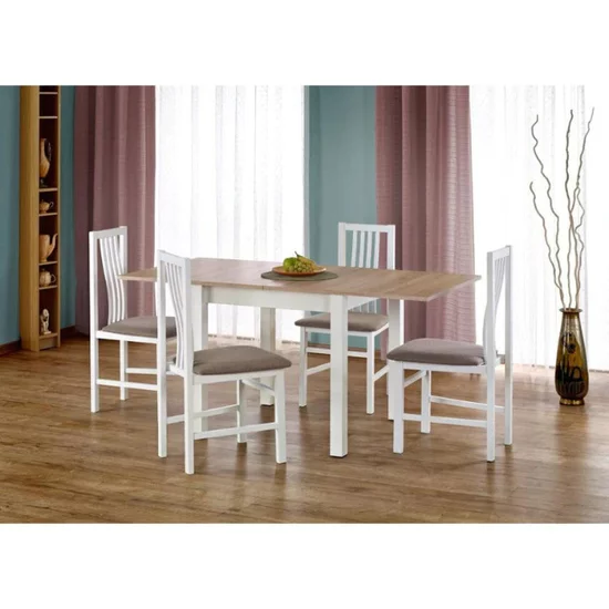 Masă Gracjan extensibilă, blat laminat și picioare MDF, 80-160x80x76 cm, Sonoma/alb picture - 4
