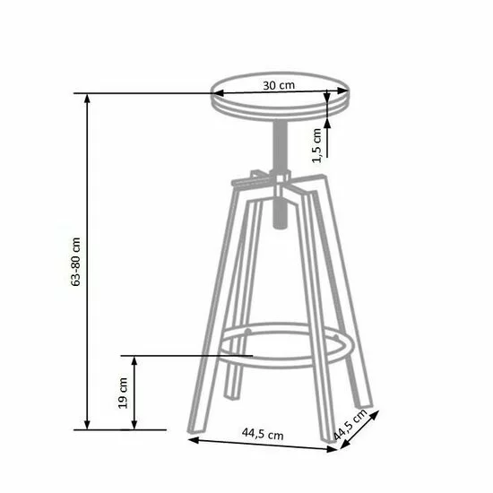 Scaun bar H64, reglabil pe înălțime, design modern, structură metalică, 63-80 cm, cafea/vasion vechi picture - 4