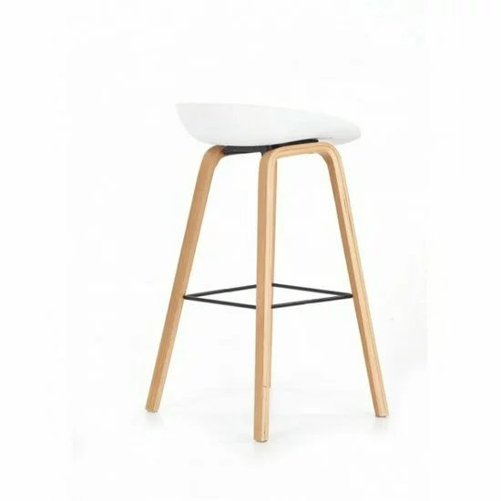 Scaun bar H86, scaun rotativ, design ergonomic, cadru metalic, 43x42x81/76 cm, alb/gri picture - 5