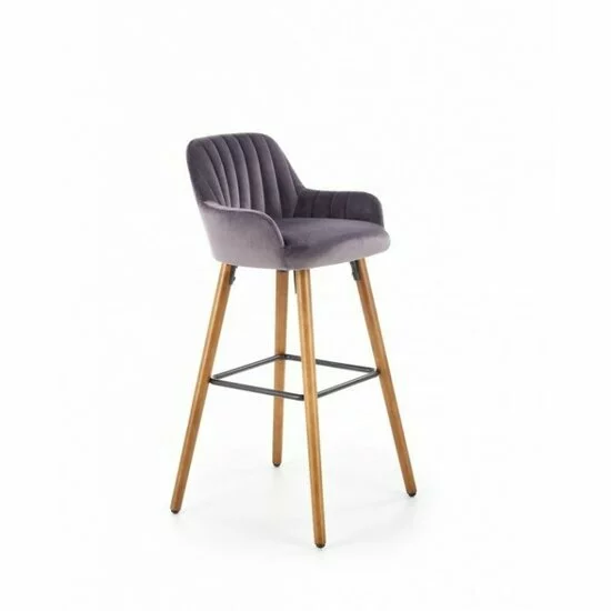 Scaun bar H93, design modern, structură metalică, 47x49x98/75 cm, gri închis picture - 3