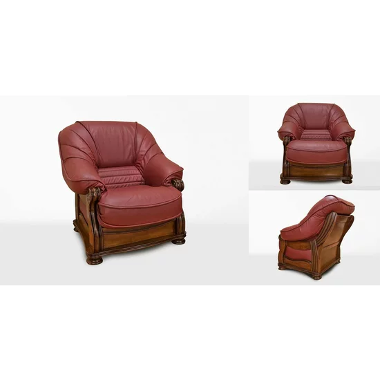 Set hol Carlo 3-1-1 din lemn masiv fag și tei cu tapițerie roșu burgund și masă opțională picture - 3