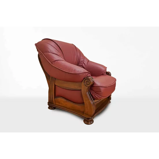 Set hol Carlo 3-1-1 din lemn masiv fag și tei cu tapițerie roșu burgund și masă opțională picture - 5