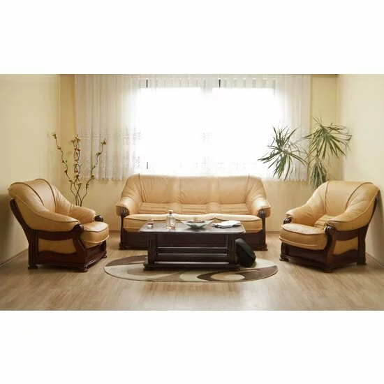 Set hol Carlo 3-1-1 din lemn masiv fag și tei cu tapițerie roșu burgund și masă opțională picture - 9