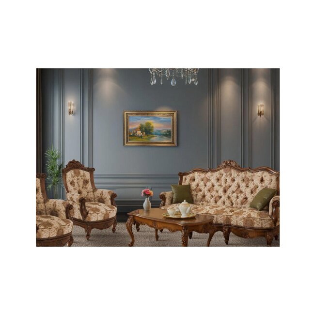 Set hol Milly 3-1-1 din lemn masiv cu sculptur clasic i tapierie moale, finisaj elegant Mobilier Hol Set hol Milly 3-1-1 din lemn masiv cu sculptur clasic i tapierie moale, finisaj elegant Mobilier Hol