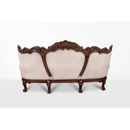 Set hol Sonia 3-1-1 din lemn masiv sculptat manual cu tapițerie din stofă decorativă picture - 6