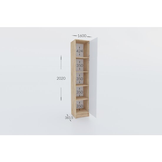 Hol Stephani, dulap și pantofar integrate, oglindă inclusă, structură PAL melaminat + MDF, 160x200 cm, Alb picture - 13