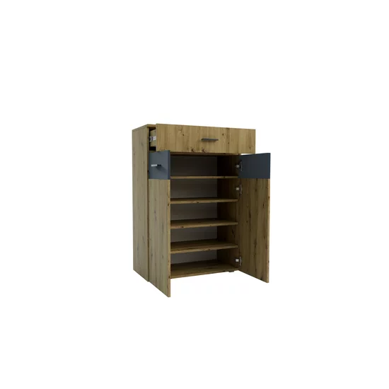 Hol Urban 2, set mobilier hol, dulap spațios cu bară și polite, pantofar, placă cuier și oglindă, PAL melaminat + MDF, 150x196 cm, personalizabil picture - 5