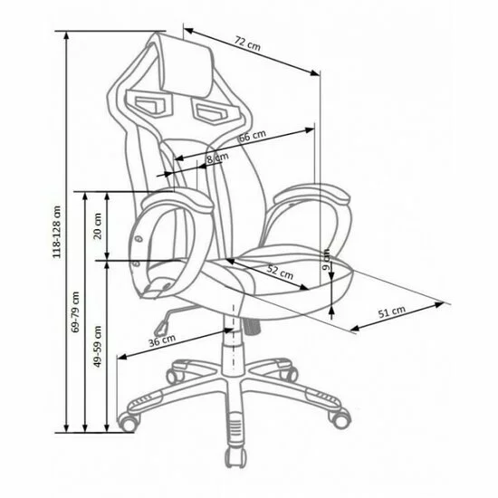Scaun directorial Honor, spătar înalt, cotiere reglabile, piele ecologică, 62x64x118-128 cm, negru/roșu picture - 5