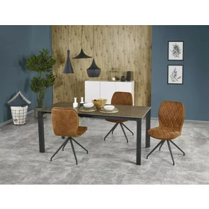 Masă Horizon extensibilă, blat ceramic, structură din oțel, 120-180x85x76 cm, humo/negru