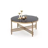 Măsuță cafea Ismena, design minimalist, blat MDF, 80x41 cm, negru/auriu picture - 1