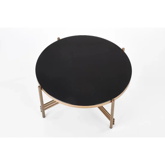 Măsuță cafea Ismena, design minimalist, blat MDF, 80x41 cm, negru/auriu picture - 3