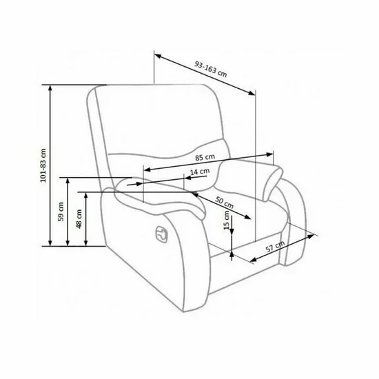 Fotoliu Jeff culisant, design modern și funcție de relaxare, piele ecologică, 85x93(163)x101(83) cm, maro picture - 2