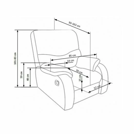 Fotoliu Jeff culisant, design modern și funcție de relaxare, piele ecologică, 85x93(163)x101(83) cm, negru picture - 3