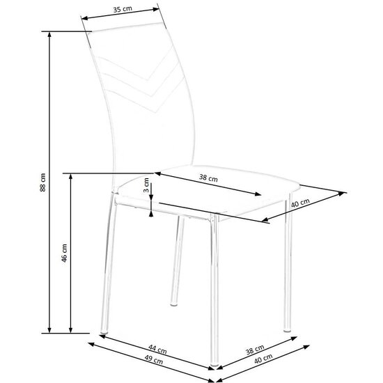 Scaun K137, tapițat cu burete și spătar ergonomic, material textil, 43x49x92 cm, gri picture - 3