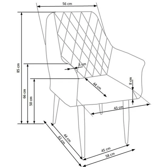 Scaun K287, șezut confortabil și spătar curbat, material textil, 58x61x85 cm, gri picture - 6