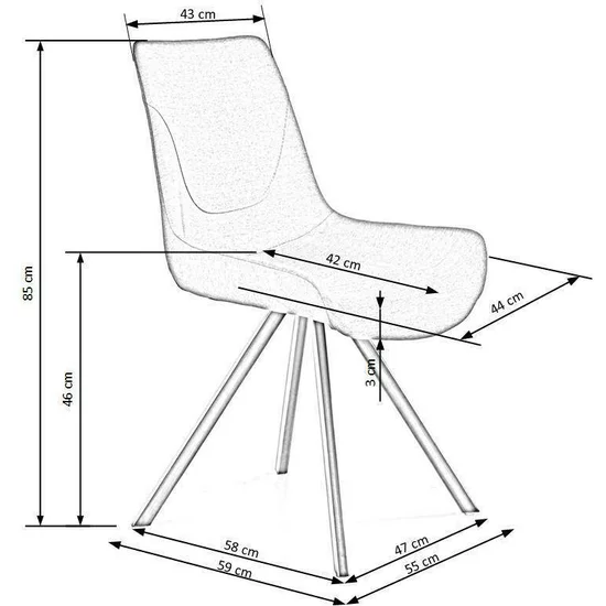 Scaun K290, design modern și spătar ergonomic, material textil, 56x59x86 cm, gri / bronz picture - 5