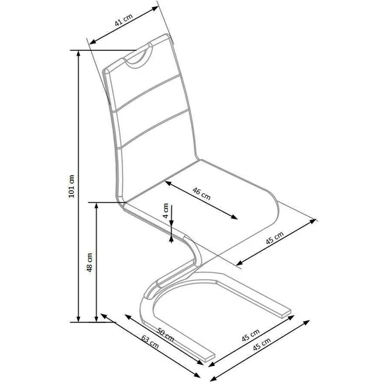Scaun K291, design clasic și spătar înalt, material textil, 45x63x101 cm, negru picture - 7