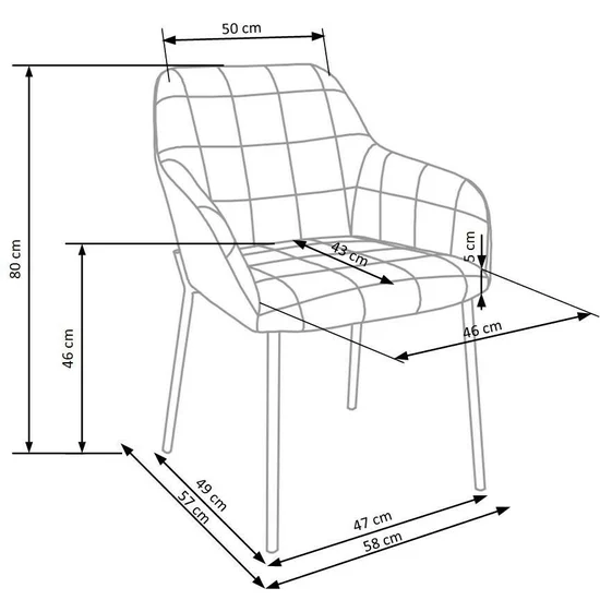 Scaun K305, tapițerie moale și spătar curbat, material textil, 58x57x80 cm, gri picture - 5