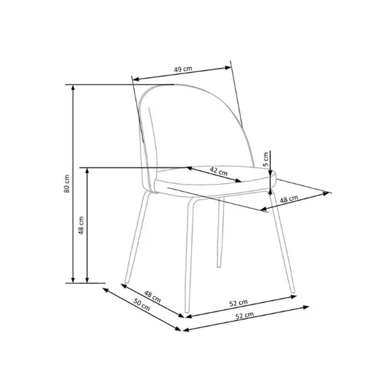 Scaun K314, stil minimalist și confort sporit, material textil, 49x50x80 cm, albastru picture - 6