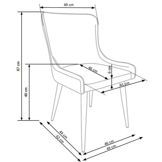 Scaun K333, spătar curbat și tapițerie moale, material textil, 49x62x87 cm, gri picture - 6