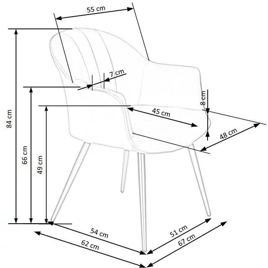 Scaun K468 tapițat, șezut confortabil, cadru metalic rezistent, 67x62x84 cm, verde picture - 6