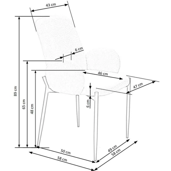 Scaun K477 tapițat, spătar ergonomic, cadru solid, 58x58x89 cm, alb picture - 8
