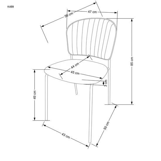 Scaun K499 tapițat, design elegant, cadru metalic, 47x56x85 cm, roz picture - 6