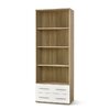 Bibliotecă Lima REG3, structură modernă, PAL laminat lucios, 77x40x200 cm, alb-Sonoma picture - 1