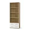 Bibliotecă Lima REG3, structură modernă, PAL laminat lucios, 77x40x200 cm, alb-Sonoma picture - 1