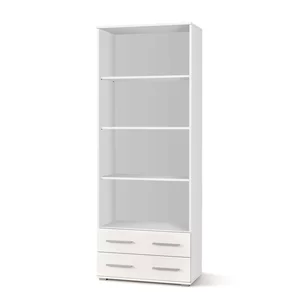 Bibliotecă Lima REG3, design practic, PAL laminat lucios, 77x40x200 cm, alb