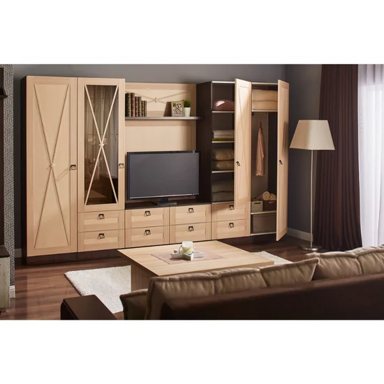 Living Eldorado, Modular Cu Dulapuri Și Comodă TV, PAL Melaminat, Bej picture - 3