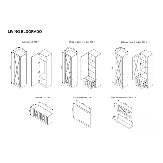 Living Eldorado, Modular Cu Dulapuri Și Comodă TV, PAL Melaminat, Bej picture - 2