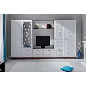 Living Eldorado, Modular Cu Dulapuri Și Comodă TV, PAL Melaminat, Alb