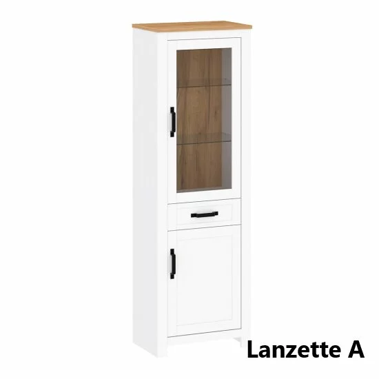 Living Lanzette, Set Mobilier Modern, PAL Melaminat, Alb cu Lemn Natur picture - 4