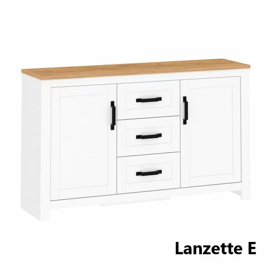 Living Lanzette, Set Mobilier Modern, PAL Melaminat, Alb cu Lemn Natur picture - 10