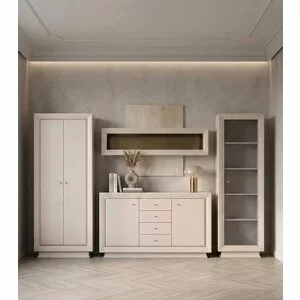 Living Largo 4 piese comoda KOM 2D4S, virtina REG1W, polita SW4/15 si dulap SZF2D cashmire