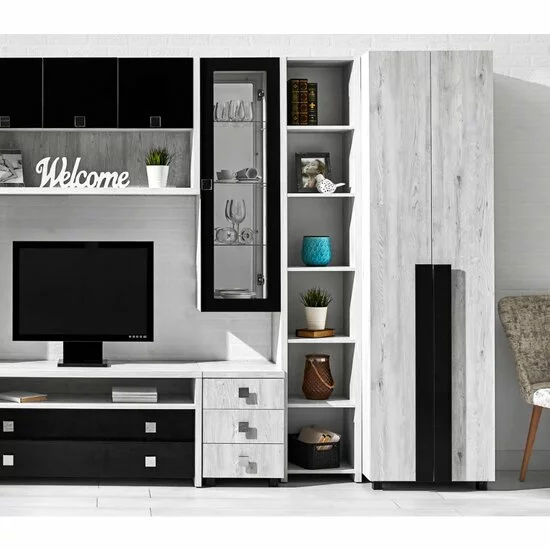 Set living Oscar modular cu 7 module, PAL melaminat și mânere MDF, alb samoa picture - 2