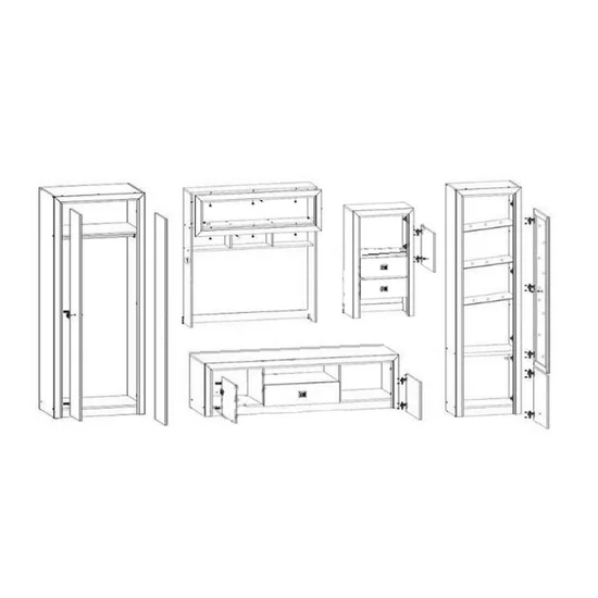 Living Petio, Set Mobilier Complet Cu Spații Depozitare, MDF/PAL, 310x52x200 cm, Wenge picture - 2
