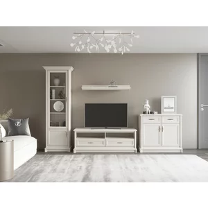 Living Sonata 2, Set Mobilier Elegant cu vitrină, comodă, polite si spații depozitare, MDF/PAL, Cashmir
