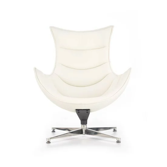 Fotoliu Luxor, spătar ergonomic și design modern, piele și oțel inoxidabil, 86x84x96 cm, alb picture - 2