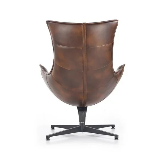 Fotoliu Luxor, spătar ergonomic și design modern, piele și oțel inoxidabil, 86x84x96 cm, maro picture - 5