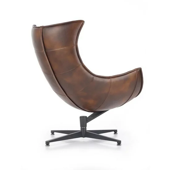 Fotoliu Luxor, spătar ergonomic și design modern, piele și oțel inoxidabil, 86x84x96 cm, maro picture - 4